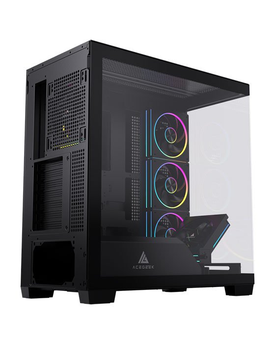 Acegeek Nebula Pro Black (Support ATX MB/Type-C/Included ARGB Fan x 5pcs)