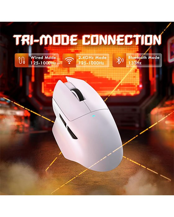 Attack Shark V6 Tri-Mode Gaming Mouse (White)