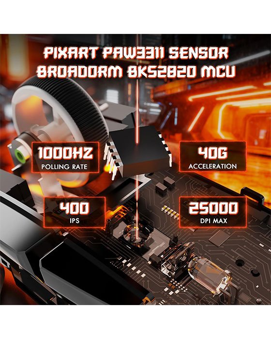 Attack Shark V6 Tri-Mode Gaming Mouse (White)