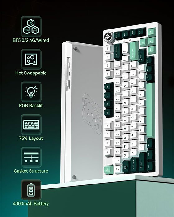 LEOBOG HI75C Pro Gaming Keyboard (Dark Green+White+Green)
