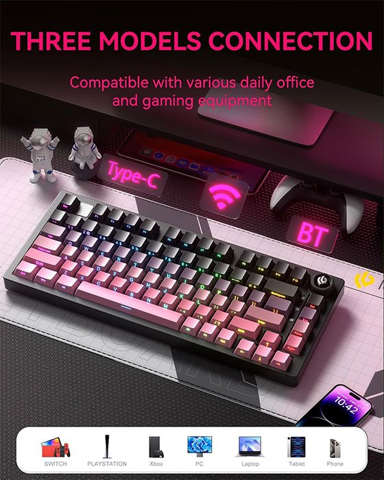 LEOBOG HI75C Pro Gaming Keyboard Black Pink