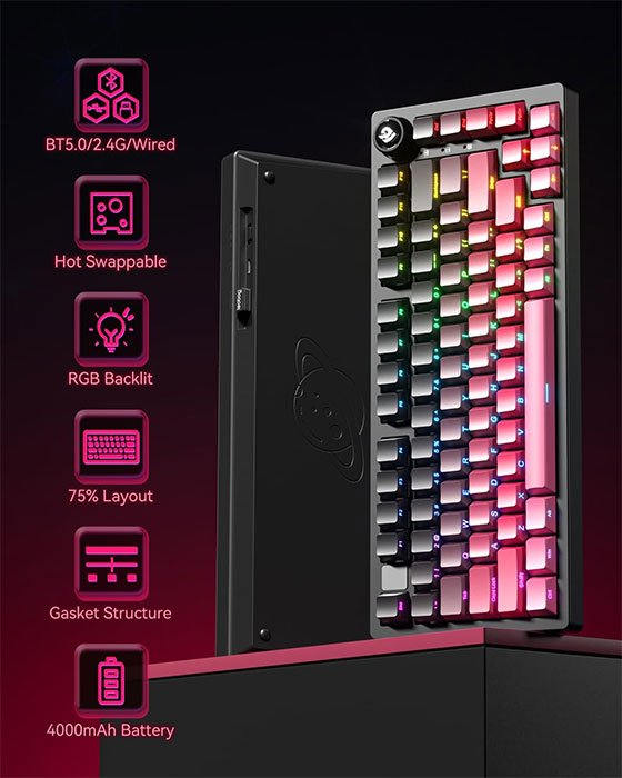 LEOBOG HI75C Pro Gaming Keyboard Black Pink