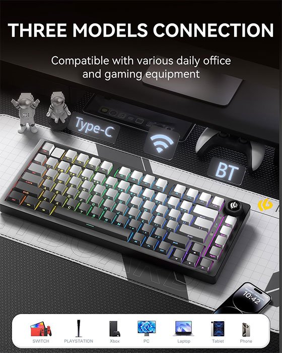 LEOBOG HI75C Pro Gaming Keyboard (Black+Gradient Gray)