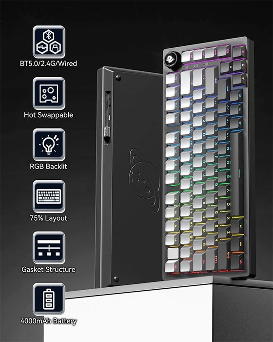 LEOBOG HI75C Pro Gaming Keyboard (Black+Gradient Gray)