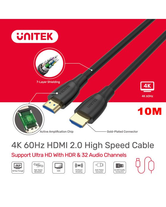 UNITEK 10M 4K 60Hz 2,0 HDMI Cable