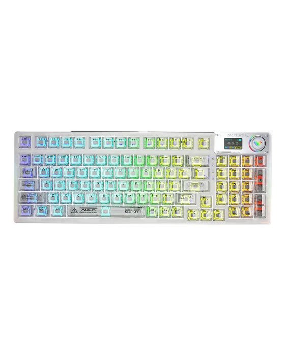 Aula F98 Pro V3 Wireless + Bluetooth HotSwap Mechanical RGB Gaming Keyboard (White)