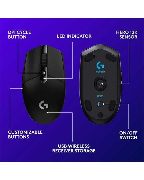 Logitech G305 Lightspeed Wireless Gaming Mouse (Black)