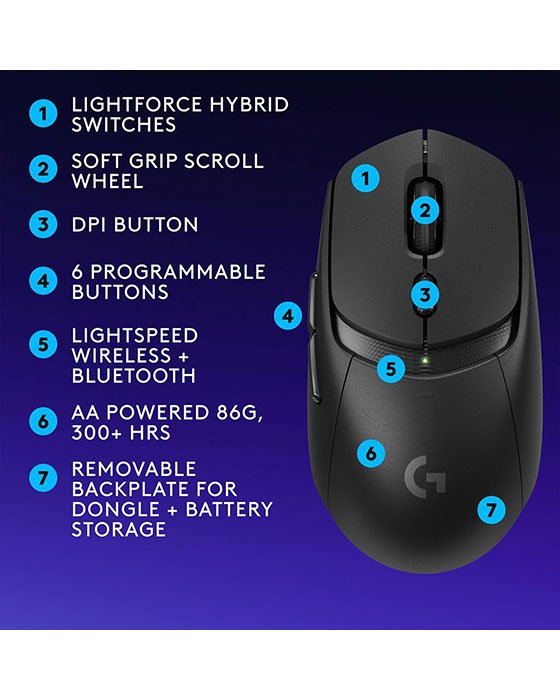 Logitech G309 Lightspeed Wireless Gaming Mouse (Black)