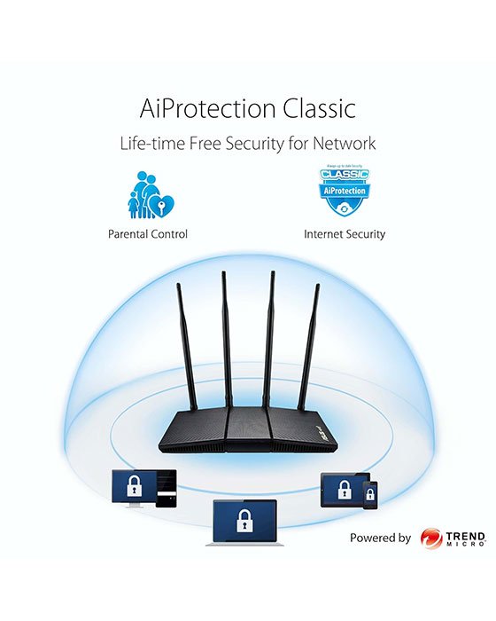 ASUS RT-AX1800HP Dual Band WiFi 6 Extendable Router