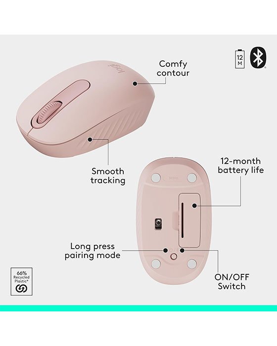 Logitech MK250 Bluetooth Wireless Mouse and Keyboard Combo (Rose)