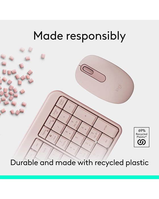 Logitech MK250 Bluetooth Wireless Mouse and Keyboard Combo (Rose)