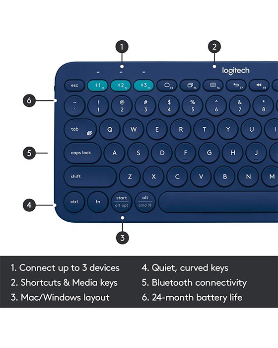 Logitech K380 Bluetooth Wireless Keyboard (Blue)