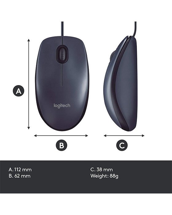 Logitech B100 Wired Mouse (Black)