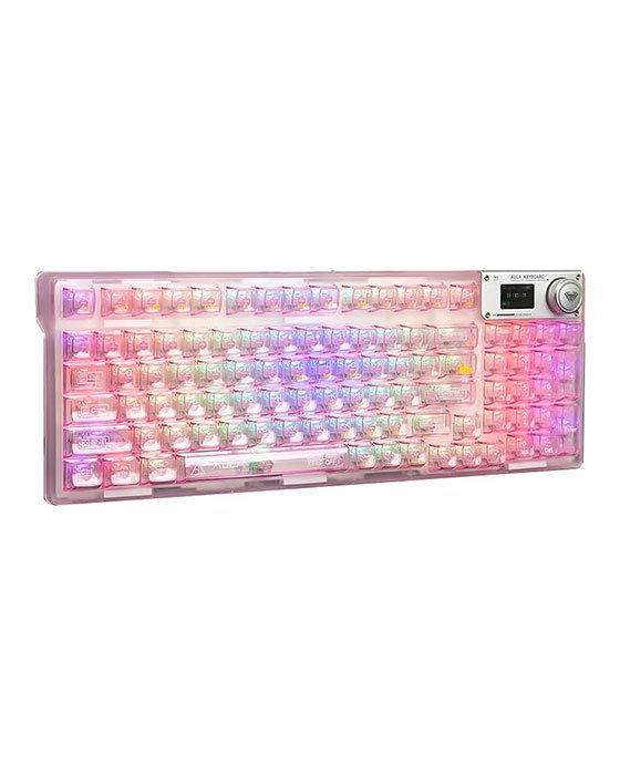 Aula F98 Pro Wireless + Bluetooth HotSwap Mechanical RGB Gaming Keyboard (Pink)