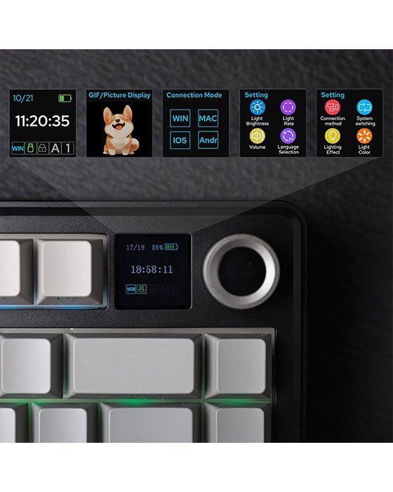 Aula F75 MAX Wireless + Bluetooth HotSwap Mechanical RGB Gaming Keyboard (Black Contour)