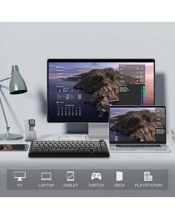 Aula F75 MAX Wireless + Bluetooth HotSwap Mechanical RGB Gaming Keyboard (Black Contour)