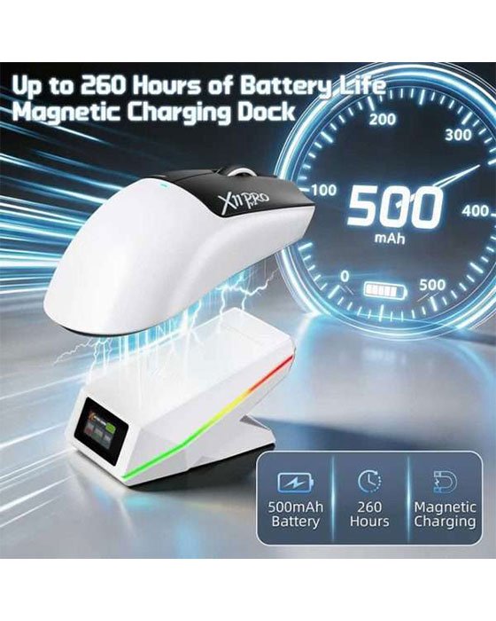 Attack Shark X11 Pro V2 Tri Mode Gaming Mouse (White)