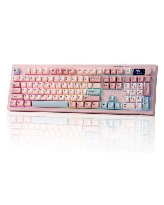 AULA S102 Pro Tri Mode Membrane Gaming Keyboard (Pink)