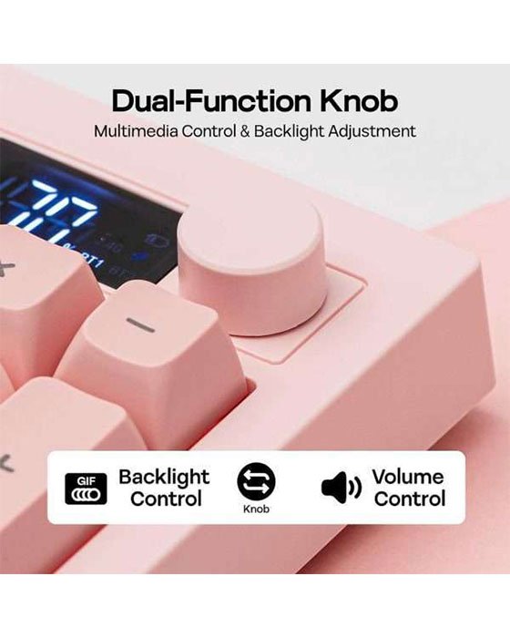 AULA S102 Pro Tri Mode Membrane Gaming Keyboard (Pink)