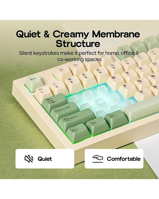 AULA S102 Pro Tri Mode Membrane Gaming Keyboard (Green)