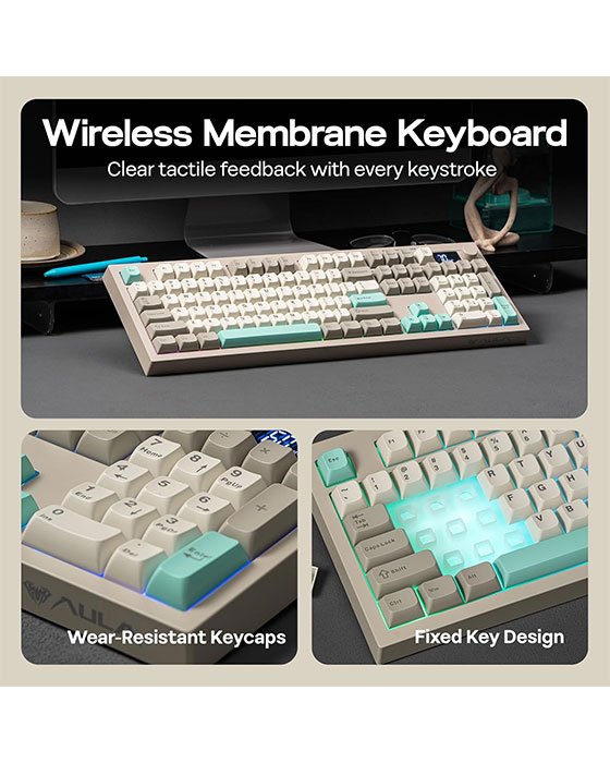 AULA S102 Pro Tri Mode Membrane Gaming Keyboard (Gray)