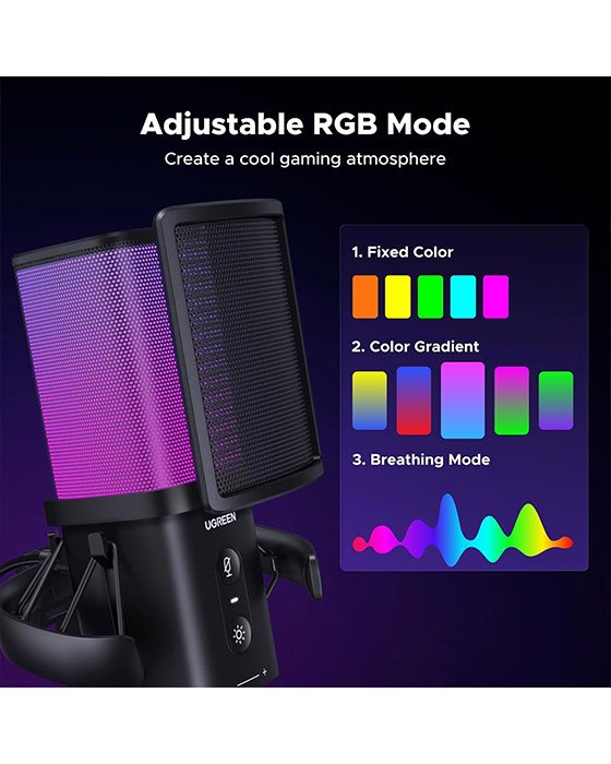 UGreen 65629 USB RGB Gaming Desktop Microphone CM581 (Black)