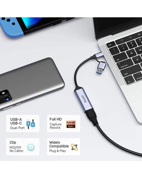 HDMI to USB-C/A Video Capture Card Adapter