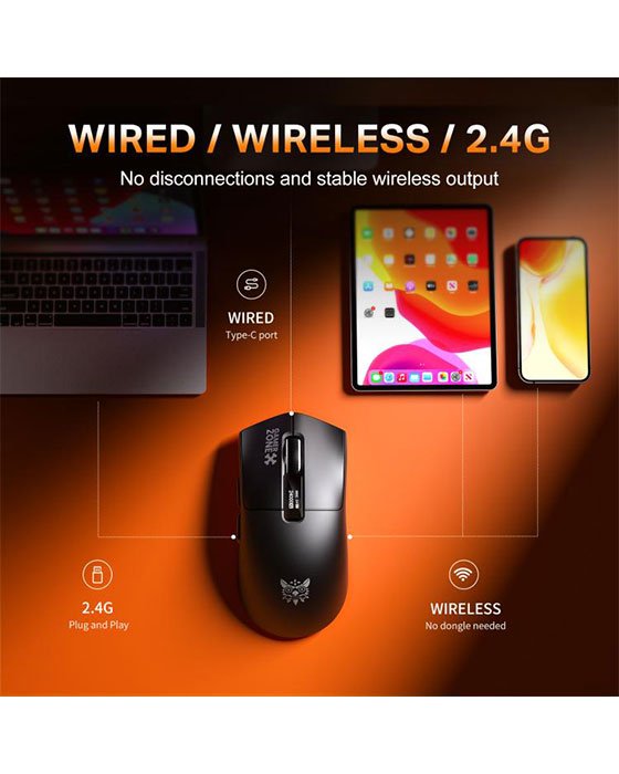 ONIKUMA DM10 Lightweight Tri-Mode RGB Wireless Gaming Mouse (Black)
