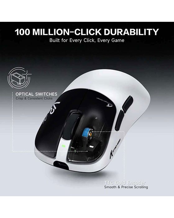 Attack Shark V2 Air Wireless + Bluetooth Gaming Mouse (White)
