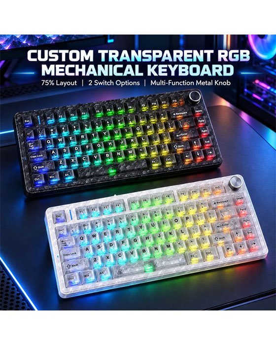 AULA F75 MASTER DUAL 8K RGB Tri-Mode Wireless White