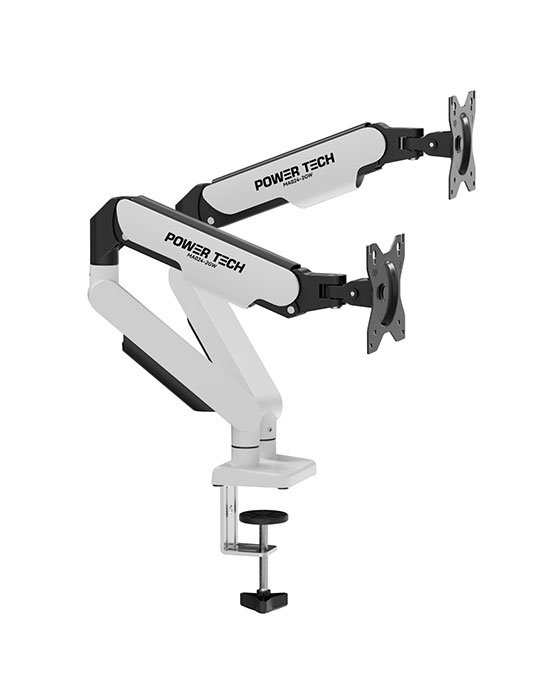 POWER TECH MA024-2GW Dual Monitor Arm White