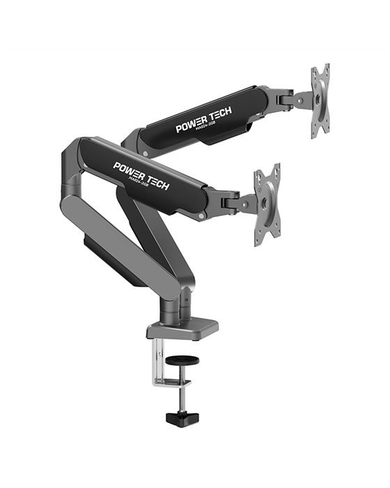 POWER TECH MA024-2GW Dual Monitor Arm Black