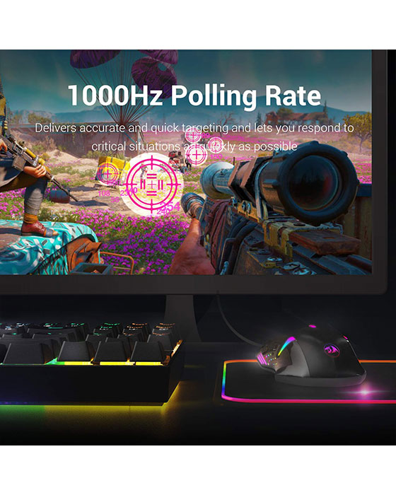 Redragon M601 RGB Blacklit 7200 DPI USB Gaming Mouse