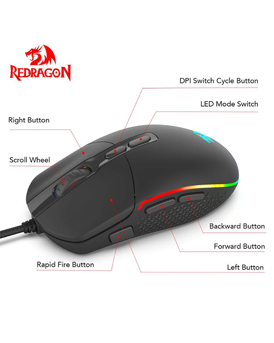 Redragon M719 RGB INVADER 10000 DPI Gaming Mouse