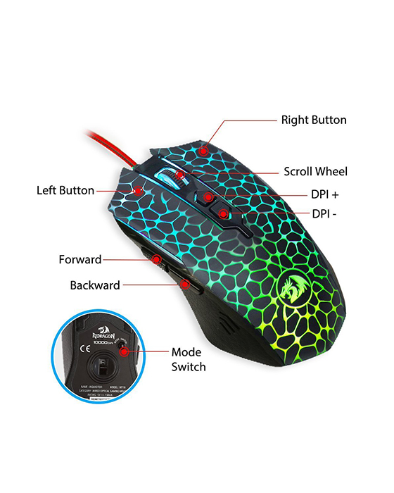 Redragon M716 INQUISITOR RGB | 10000DPI Gaming Mouse