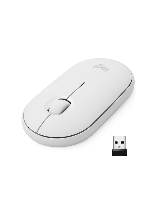 Logitech Pebble M350 White Wireless + Bluetooth Mouse