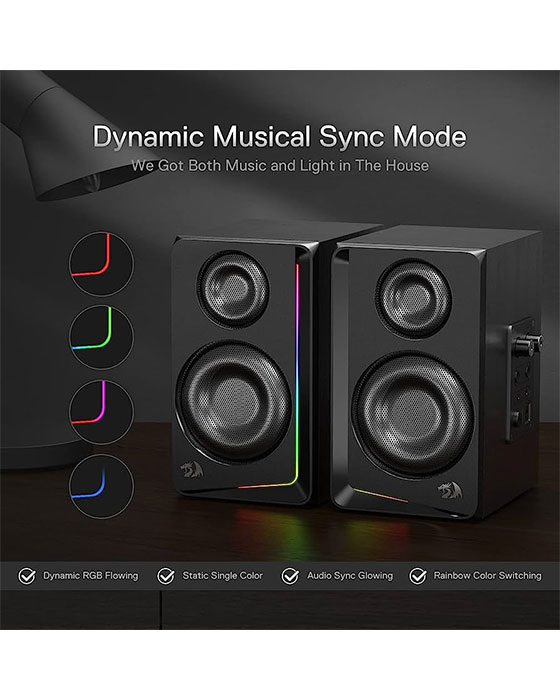 Redragon GS812 Wireless RGB Wooden Desktop Speakers