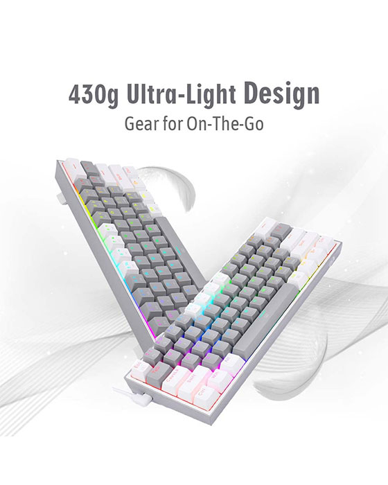 Redragon K616 Fizz PRO 60% 3-Mode Wired, 2.4Ghz Wireless, Bluetooth Mechanical Gaming Keyboard