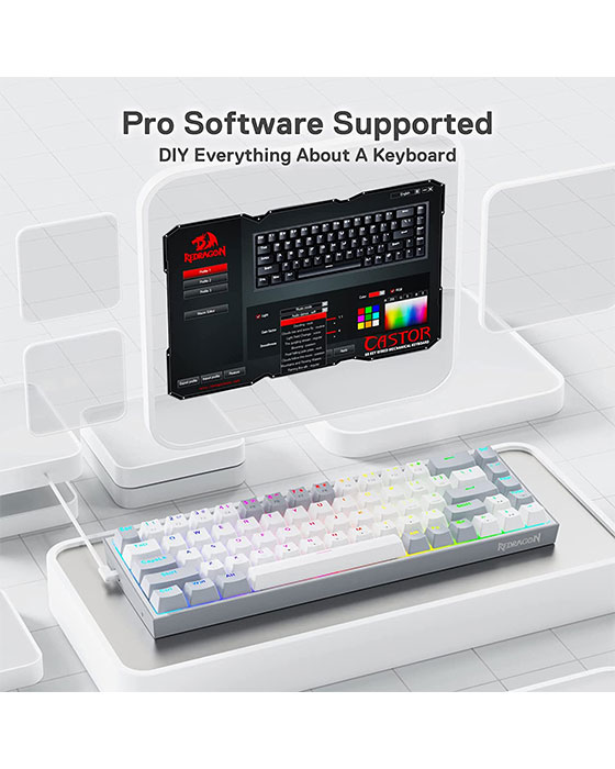 Redragon K631 Gery 65% Wired RGB Gaming Keyboard