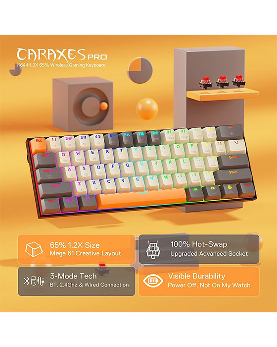 Redragon K644CGO-RGB-Pro/Caraxes Pro Wired &2.4 &BT keyboard