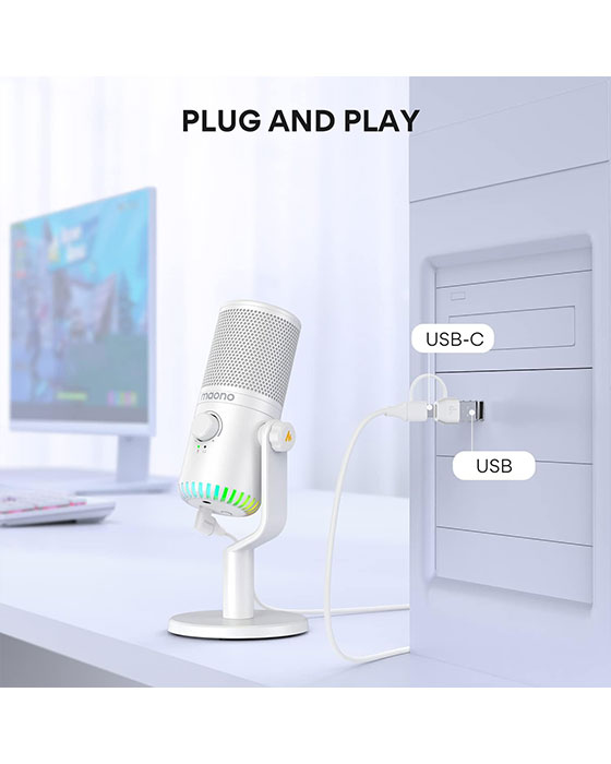 Maono DM30RGB Programmable USB Condenser Microphone White