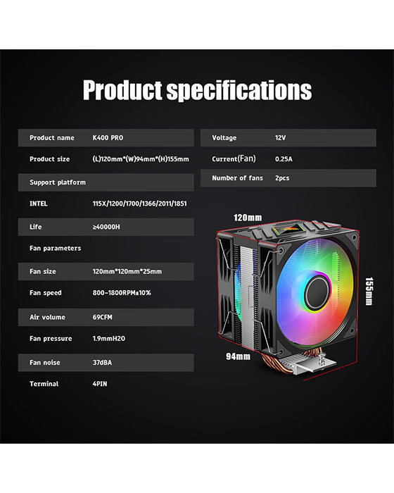 Jungle Leopard K400 PRO CPU Cooler PC Computer