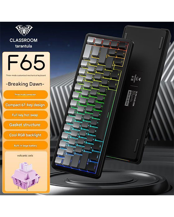 Aula F65 RGB Tri Mode HotSwap Mechanical Gaming Keyboard (Black Gradient)