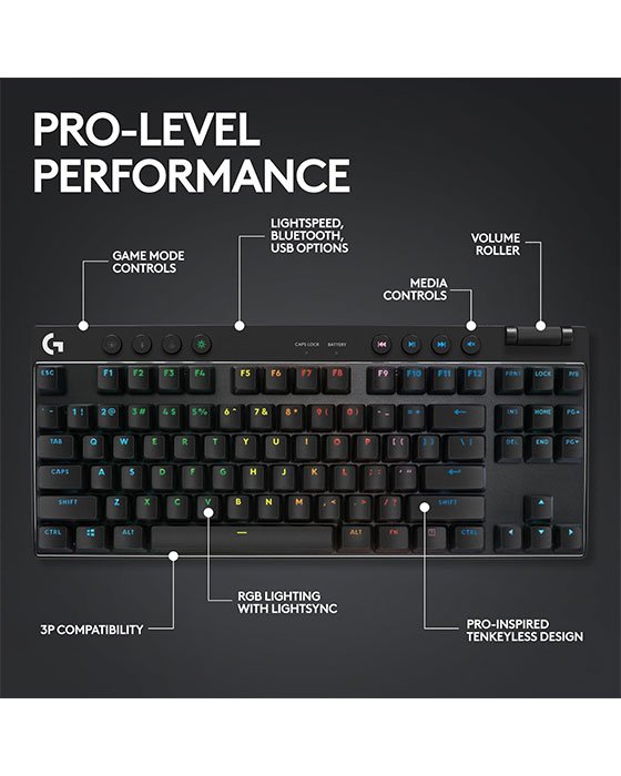 Logitech G PRO X TKL LIGHTSPEED Gaming Keyboard Black