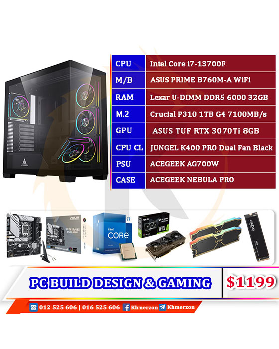Intel Core i7 13700F (ASUS TUF RTX 3070Ti 8GB) D​ESKTOP PC BUILD​​ FOR DESIGN AND GAMING