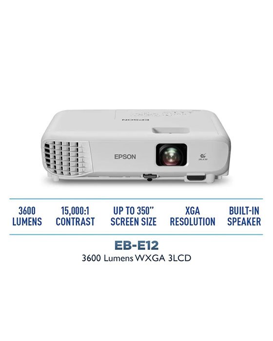 Epson EB-E12 XGA 3LCD Projector (3600 ANSI Lumens)