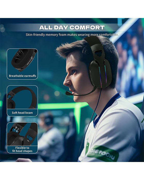 ATTACK SHARK L90 RGB Tri-Mode Gaming Headset (Black)