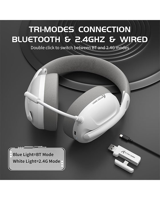 ATTACK SHARK L80 Tri-Mode Gaming Headset (White)