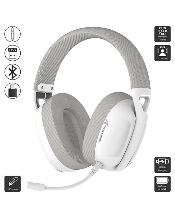 ATTACK SHARK L80 Tri-Mode Gaming Headset (White)