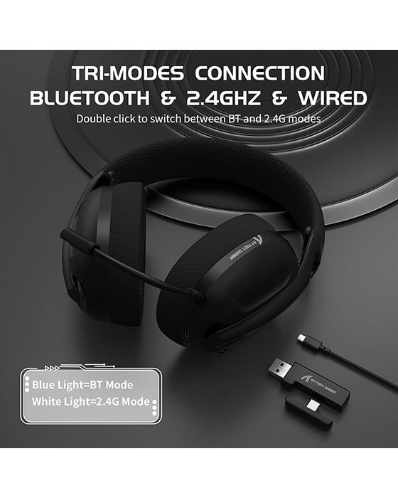 ATTACK SHARK L80 Tri-Mode Gaming Headset (Black)